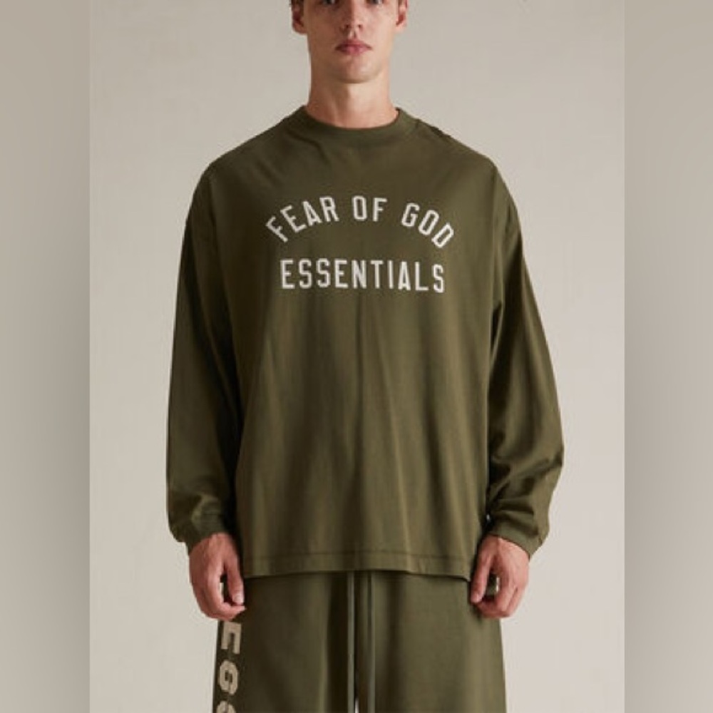 Essentials Fear Of God Oversized 100% Cotton Military Long Sleeves T Shirt